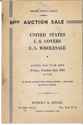 Catalog Cover Sale no. 84 — Siegel Auction Galleries