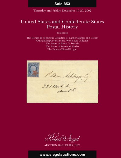 Catalog Cover Sale no. 853 — Siegel Auction Galleries