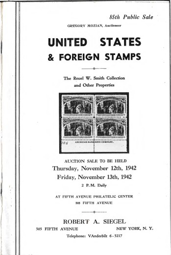 Catalog Cover Sale no. 85 — Siegel Auction Galleries