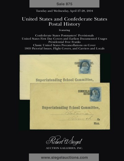 Catalog Cover Sale no. 875 — Siegel Auction Galleries