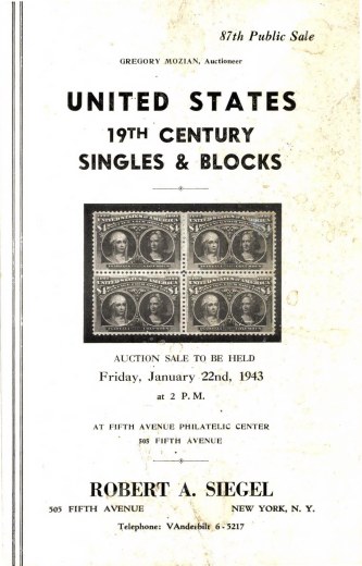 Catalog Cover Sale no. 87 — Siegel Auction Galleries