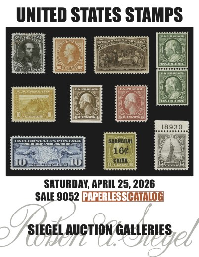 Catalog Cover Sale no. 9052 — Siegel Auction Galleries