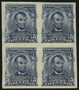 Sale 904, Lot 342, 1902-08 Issues, 5c Blue, Imperforate (315) Sale 904, Lot 342, 1902-08 Issues