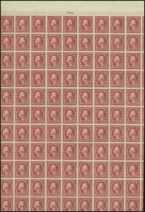 Sale 904, Lot 435, Intact Pane of 400 of 5c Imperforate Error (Scott 485)