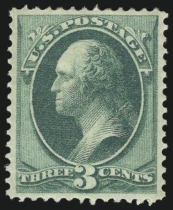 Sale 905, Lot 1824, 1870-88 Bank Note Issues (Scott 156 thru 166), 3c Green (158) Sale 905, Lot 1824, 1870-88 Bank Note Issues (Scott 156 thru 166)