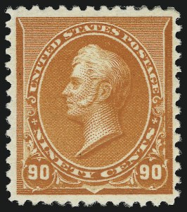 Sale 905, Lot 1975, 1890 Small Bank Note Issue (Scott 219 thru 229), 90c Orange (229) Sale 905, Lot 1975, 1890 Small Bank Note Issue (Scott 219 thru 229)