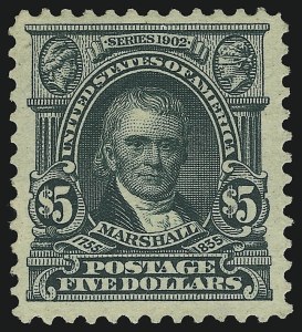 Sale 905, Lot 2335, 1902-08 Issues (Scott 300 thru 320), $5.00 Dark Green (313) Sale 905, Lot 2335, 1902-08 Issues (Scott 300 thru 320)