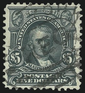 Sale 905, Lot 2338, 1902-08 Issues (Scott 300 thru 320), $5.00 Dark Green (313) Sale 905, Lot 2338, 1902-08 Issues (Scott 300 thru 320)