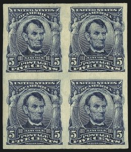 Sale 905, Lot 2343, 1902-08 Issues (Scott 300 thru 320), 5c Blue, Imperforate (315) Sale 905, Lot 2343, 1902-08 Issues (Scott 300 thru 320)