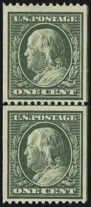 Sale 905, Lot 2409, 1908-09 Washington-Franklin Issues (Scott 331 thru 356), 1c Green, Coil (348) Sale 905, Lot 2409, 1908-09 Washington-Franklin Issues (Scott 331 thru 356)