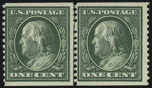 Sale 905, Lot 2420, 1908-09 Washington-Franklin Issues (Scott 331 thru 356), 1c Green, Coil (352) Sale 905, Lot 2420, 1908-09 Washington-Franklin Issues (Scott 331 thru 356)