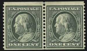 Sale 905, Lot 2476, Washington-Franklin Issues (Scott 367 to 396), 1c Green, Coil (387) Sale 905, Lot 2476, Washington-Franklin Issues (Scott 367 to 396)