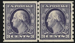 Sale 905, Lot 2487, Washington-Franklin Issues (Scott 367 to 396), 3c Deep Violet, Coil (394) Sale 905, Lot 2487, Washington-Franklin Issues (Scott 367 to 396)