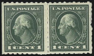 Sale 905, Lot 2538, Washington-Franklin Issues (Scott 405 to 423), 1c Green, Kansas City Roulette (408 var) Sale 905, Lot 2538, Washington-Franklin Issues (Scott 405 to 423)
