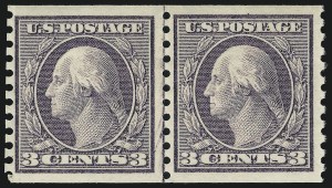 Sale 905, Lot 2619, Washington-Franklin Issues (Scott 424 to 458), 3c Violet, Coil (456) Sale 905, Lot 2619, Washington-Franklin Issues (Scott 424 to 458)