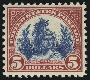 Sale 905, Lot 2768, 1922-25 Issue (Scott 551 to Later Issues), $5.00 Carmine & Blue (573) Sale 905, Lot 2768, 1922-25 Issue (Scott 551 to Later Issues)