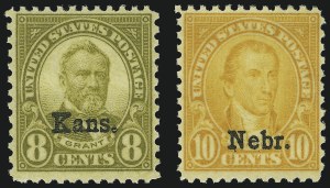 Sale 905, Lot 3127, Group by Issue, 1c-10c Kans., Nebr. Overprints (658-679) Sale 905, Lot 3127, Group by Issue