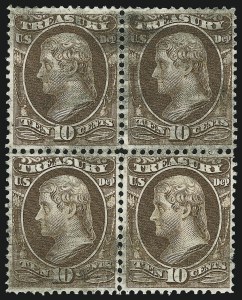 Sale 905, Lot 3270, Officials, 10c, 15c Treasury (O77, O79) Sale 905, Lot 3270, Officials
