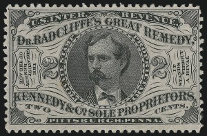 Sale 905, Lot 3680, Private Die Proprietary Stamps, Kennedy & Co., 2c Black, Pink Paper (RS157c) Sale 905, Lot 3680, Private Die Proprietary Stamps