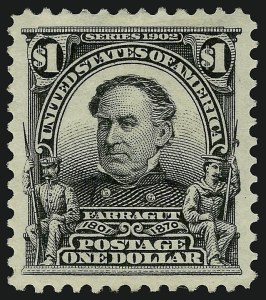Sale 914, Lot 1256, 1902-08 Issues (Scott 300 thru 320), $1.00 Black (311) Sale 914, Lot 1256, 1902-08 Issues (Scott 300 thru 320)