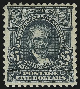 Sale 914, Lot 1276, 1902-08 Issues (Scott 300 thru 320), $5.00 Dark Green (313) Sale 914, Lot 1276, 1902-08 Issues (Scott 300 thru 320)