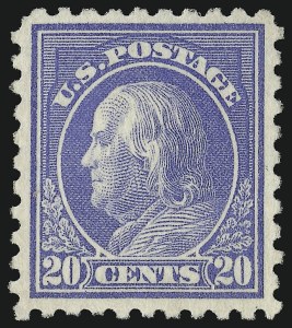 Sale 914, Lot 1582, 1912-23 Issues (Scott 424 to 458), 20c Ultramarine (438) Sale 914, Lot 1582, 1912-23 Issues (Scott 424 to 458)
