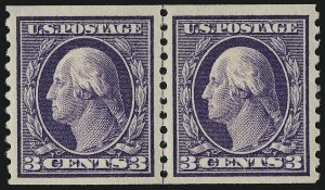 Sale 914, Lot 1603, 1912-23 Issues (Scott 424 to 458), 3c Violet, Coil (445) Sale 914, Lot 1603, 1912-23 Issues (Scott 424 to 458)