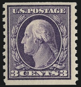 Sale 914, Lot 1606, 1912-23 Issues (Scott 424 to 458), 3c Violet, Coil (445) Sale 914, Lot 1606, 1912-23 Issues (Scott 424 to 458)