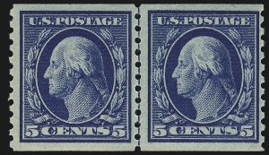 Sale 914, Lot 1613, 1912-23 Issues (Scott 424 to 458), 5c Blue, Coil (447) Sale 914, Lot 1613, 1912-23 Issues (Scott 424 to 458)