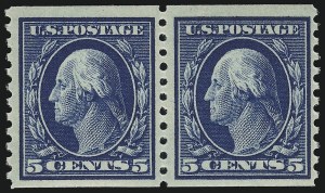Sale 914, Lot 1616, 1912-23 Issues (Scott 424 to 458), 5c Blue, Coil (447) Sale 914, Lot 1616, 1912-23 Issues (Scott 424 to 458)