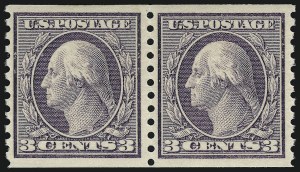Sale 914, Lot 1639, 1912-23 Issues (Scott 424 to 458), 3c Violet, Coil (456) Sale 914, Lot 1639, 1912-23 Issues (Scott 424 to 458)