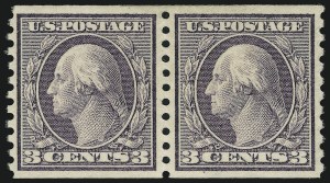 Sale 914, Lot 1640, 1912-23 Issues (Scott 424 to 458), 3c Violet, Coil (456) Sale 914, Lot 1640, 1912-23 Issues (Scott 424 to 458)