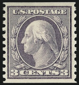 Sale 914, Lot 1642, 1912-23 Issues (Scott 424 to 458), 3c Violet, Coil (456) Sale 914, Lot 1642, 1912-23 Issues (Scott 424 to 458)