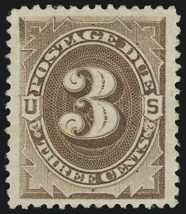 Sale 914, Lot 2018, Postage Due, 3c Brown (J3) Sale 914, Lot 2018, Postage Due