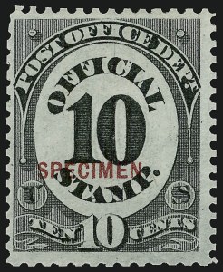 Sale 914, Lot 2270, Official Specimens, 10c Post Office, Specimen Ovpt. (O51S) Sale 914, Lot 2270, Official Specimens