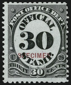 Sale 914, Lot 2275, Official Specimens, 30c Post Office, Specimen Ovpt. (O55S) Sale 914, Lot 2275, Official Specimens