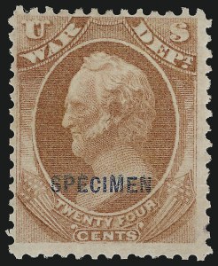 Sale 914, Lot 2298, Official Specimens, 24c War, Specimen Ovpt. (O91S) Sale 914, Lot 2298, Official Specimens