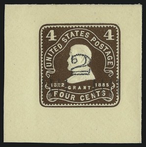 Sale 914, Lot 2937, Postal Stationery, 2c on 4c Chocolate on Amber (U463) Sale 914, Lot 2937, Postal Stationery
