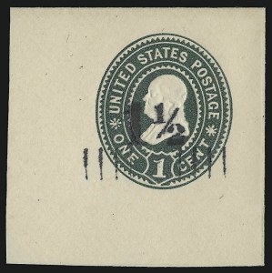 Sale 914, Lot 2947, Postal Stationery, 1-1/2c on 2c Green on White (U488) Sale 914, Lot 2947, Postal Stationery