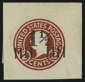 Sale 914, Lot 2950, Postal Stationery, 1-1/2c on 2c Carmine on White, Die 1 (U502) Sale 914, Lot 2950, Postal Stationery