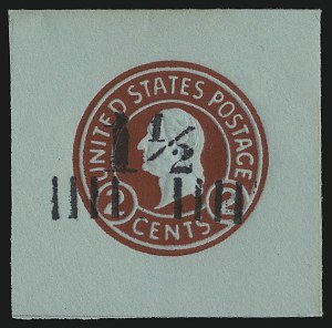 Sale 914, Lot 2952, Postal Stationery, 1-1/2c on 2c Carmine on Blue, Die 1 (U504) Sale 914, Lot 2952, Postal Stationery