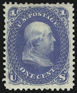 Sale 914, Lot 541, 1875 Re-Issue of 1861-66 Issue, 1c Blue, Re-Issue (102) Sale 914, Lot 541, 1875 Re-Issue of 1861-66 Issue