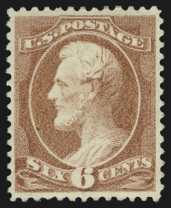 Sale 914, Lot 825, 1870-88 Bank Note Issues (Scott 205 thru 218), 6c Rose (208) Sale 914, Lot 825, 1870-88 Bank Note Issues (Scott 205 thru 218)