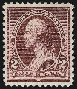 Sale 914, Lot 907, 1890 Small Bank Note Issue (Scott 219 thru 229), 2c Lake (219D) Sale 914, Lot 907, 1890 Small Bank Note Issue (Scott 219 thru 229)