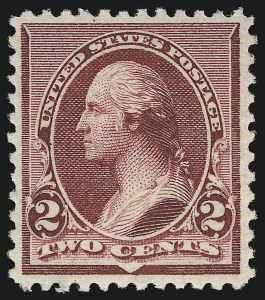 Sale 914, Lot 911, 1890 Small Bank Note Issue (Scott 219 thru 229), 2c Lake (219D) Sale 914, Lot 911, 1890 Small Bank Note Issue (Scott 219 thru 229)