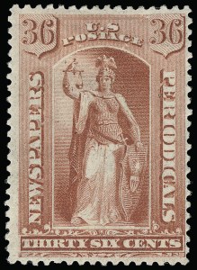 Sale 923, Lot 3273, Newspapers and Periodicals, 36c Red, 1879 Issue (PR65) Sale 923, Lot 3273, Newspapers and Periodicals