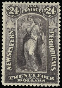 Sale 923, Lot 3285, Newspapers and Periodicals, $24.00 Dark Violet, 1879 Issue (PR76) Sale 923, Lot 3285, Newspapers and Periodicals