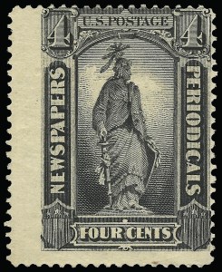 Sale 923, Lot 3296, Newspapers and Periodicals, 4c Intense Black, 1894 Issue (PR92) Sale 923, Lot 3296, Newspapers and Periodicals