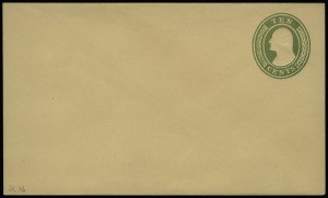 Sale 923, Lot 3329, Postal Stationery, 10c Pale Green on Buff, Die 7 (U16a) Sale 923, Lot 3329, Postal Stationery