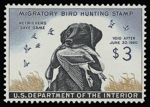 Sale 923, Lot 3431, Hunting Permits, $3.00 1959-67 Hunting Permits (RW26-RW27, RW33-RW34) Sale 923, Lot 3431, Hunting Permits